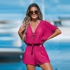 Women's Chic Lace-Up Romper with Batwing Sleeves - Cupshe - 2 of 4