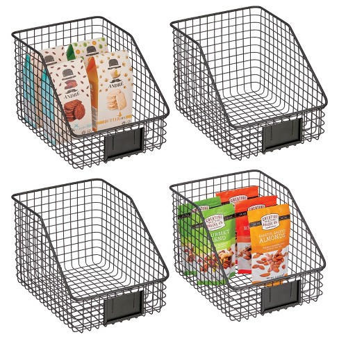 mDesign Small Slanted Kitchen Organizer Basket, Label Slot