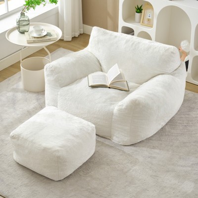 Mjkone Bean Bag Chair, Big Beanbag Chair with Ottoman