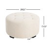 Christopher Knight Home Furina Modern Upholstered Button Tufted Round Ottoman - 3 of 4