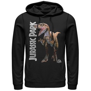 Men's Jurassic Park Velociraptor Logo Pull Over Hoodie - 1 of 3