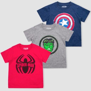 Toddler Boys' Disney Marvel Avengers 3pk Short Sleeve T-Shirt - Red/Blue/Gray - 1 of 1