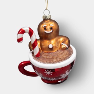 Glass Gingerbread Man in Hot Cocoa Mug Christmas Tree Ornament ...