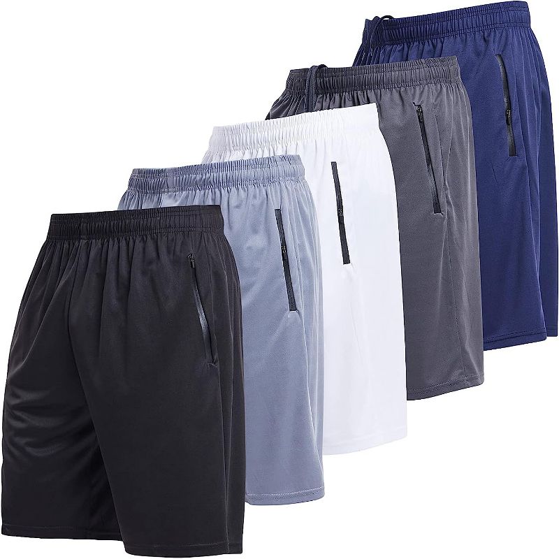 Ultra Performance 5 Pack Mens Athletic Running Shorts, Basketball Gym Workout Shorts for Men with Zippered Pockets, 1 of 7