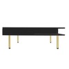 Wooakway Exquisite High Gloss Coffee Table with 4 Golden Legs and 2 Small Drawers - 3 of 4