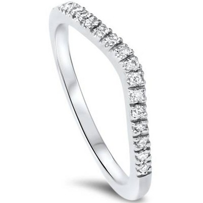 Pompeii3 1/8ct Curved Diamond Wedding Ring 950 Platinum Lab Created