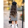Elegant Houndstooth Gold Trim Button Knit Dress Mia Belle Girls - 2 of 3