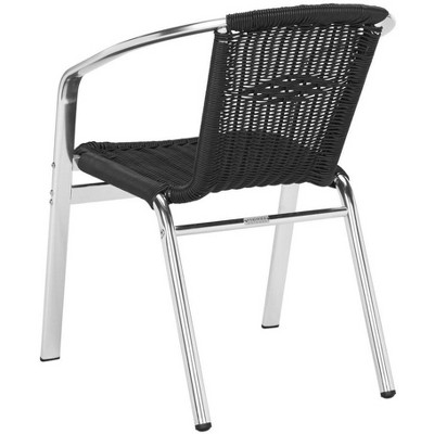 Wrangell Black Wicker and Aluminum Stacking Armchair Set