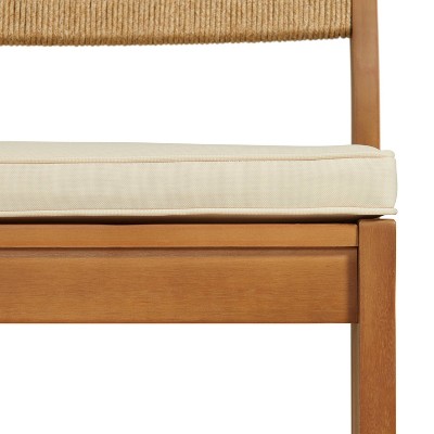 Barton Natural Eucalyptus Wood Stackable Dining Chairs with Cushions - Set of 2