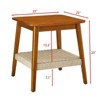 Infurnic Desks Mid-Century Side Table with Woven Shelf, Boho Side Table with Storage, Bedside Tables, Small Side Table, Brown, 23"*23"*23" - 3 of 4