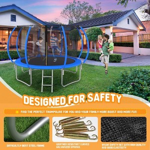 12 FT Trampoline With Basketball Hoop, Safety Enclosure Net, Ladder Outdoor Pumpkin-style Trampoline, Heavy Jumping Mat Trampoline For Kids - 1 of 4