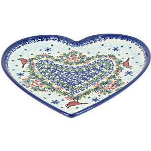 Blue Rose Polish Pottery 393 Vena Large Heart Plate - 1 of 1