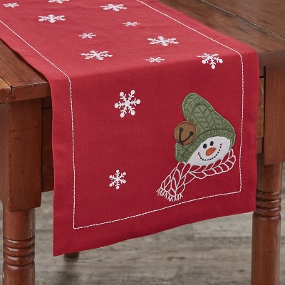 Park Designs Farmhouse Snowman Table Runner - 54''L - Red