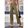 Women's High Waist Cargo Pants Streetwear Stretchy Baggy Pants 6 Pockets Drawstring Ankle Cuffs - 3 of 4