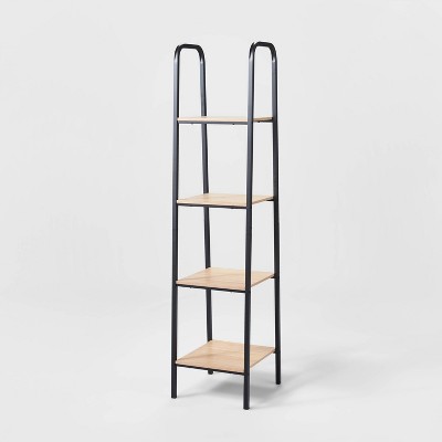 4 Tier Shoe Rack Black Metal with Black Oak Wood - Brightroom™