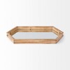 HomeRoots 19" Natural and Brown Hexagon Wood Indoor Outdoor Tray With Handles - 4 of 4