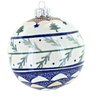 Blue Rose Polish Pottery Evergreen Christmas Ornament