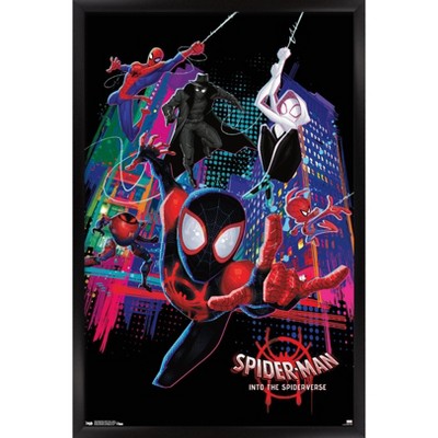 Trends International Marvel Spider-Man: Across The Spider-Verse - Static  One Sheet Framed Wall Poster Prints Black Framed Version 14.725 x 22.375