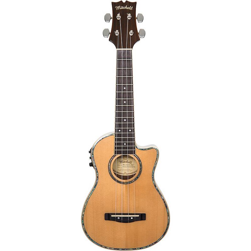 Mitchell MU70CE Cutaway Acoustic-Electric Concert Ukulele Natural, 4 of 6