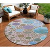 Khaki Blue And Purple Geometric Washable Indoor Outdoor Area Rug - 2 of 4