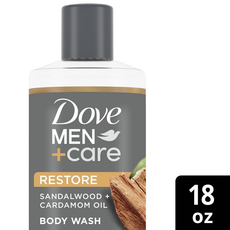 Dove Men+Care Restoring Sandalwood + Cardamom Oil Hydrating Body Wash - 18 fl oz, 1 of 9