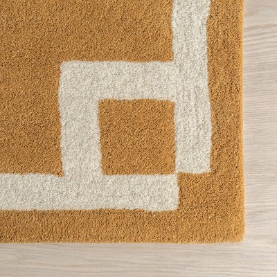 Golden Yellow Handmade Wool Tufted Rectangular Area Rug