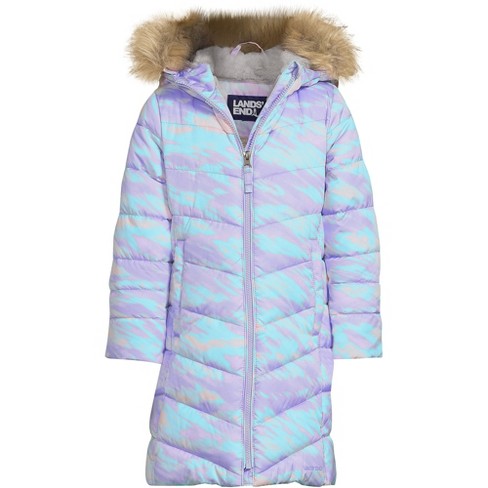 Lands' End Girls Winter Fleece Lined Down Alternative ThermoPlume Coat