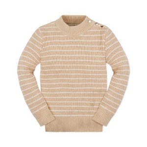 Hope & Henry Girls' Organic Long Sleeve Mock Neck Sweater with Gold Buttons, Kids - 1 of 4