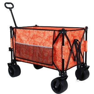 SKRAN Outdoor Sport Foldable Extended Wagon with 480lbs Weight Capacity,with Beach Wheels & Drink Holders,Side Pocket and Brakes for Camping - 1 of 4