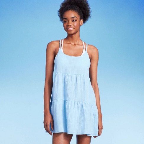 Kontur Creep Forudsætning Women's Tiered Cover Up Mini Dress - Wild Fable™ Light Blue S : Target
