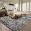 Washable Runner Rug Non Slip Floor Carpet, Low Pile Distressed Kitchen Rug, Non-Shedding Faux Wool Soft Rug, Vintage Printed Rug - 2 of 4