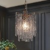 LNC Engaveric 1-Lights 9.4" Luxury and Glam Empire Crystal Pendant  Lights, Polished Gold with 2 Layer Textured Glass - 2 of 4