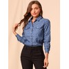Allegra K Women's Regular Fit Point Collar Chest Pockets Button Down Dots Shirt - 4 of 4