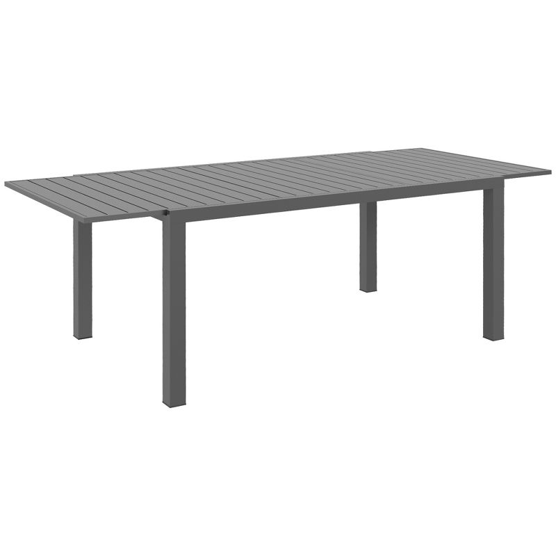 Outsunny Expandable Patio Table, Rectangle Patio Table, Aluminum Outdoor Dining Table for 6-8, Charcoal Gray, 1 of 7
