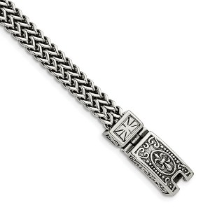 Black Bow Jewelry 8.5mm Stainless Steel Antiqued 2-Strand Franco Chain Bracelet, 8.5 In - 1 of 4