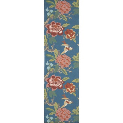 Waverly Sun N' Shade SND82 Indoor/Outdoor Area Rug - Blue/Multicolor 2'3" x 8'