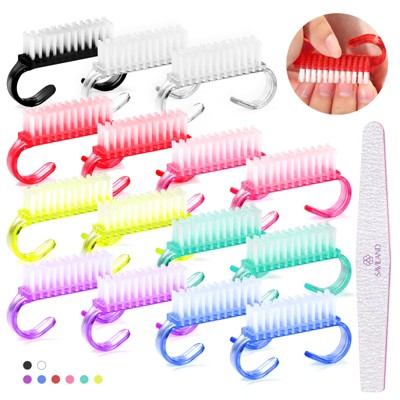 Saviland Pro 15PC Antimicrobial Nail Care System - ErgoGrip Brush & File Kit for Cuticle Cleaning, Shaping & Massage. (Size: 15 Count)