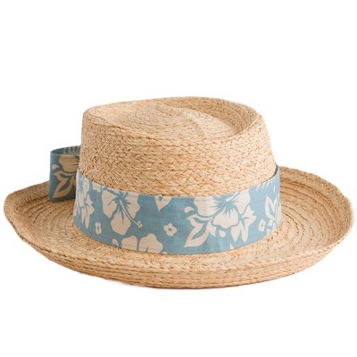 Women's Ahead Ava Straw Sun Hat - Storm Blue Floral S/m : Target