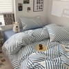 Blue Geometric Duvet Cover Set, 100 Cotton Stripes, Queen, 3 Pieces, Simple Modern Bedding with 2 Pillowcases - 3 of 4