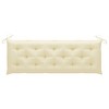 vidaXL Outdoor Patio Bench with Cushion - Teak Wood, Cream White Stacking Design for Garden, Terrace, Patio, Deck - 62.6" W x 22.6" D x 35.4" H - 4 of 4
