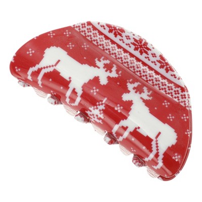 Unique Bargains Christmas Hair Clips Elk Snowflake for Christmas 3.35"x1.77"x1.42" Red White 1 Pc