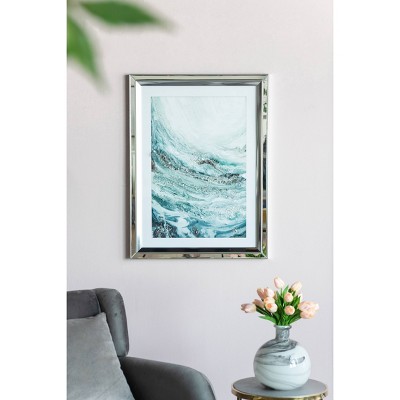 Aurora Crystal Mirror Framed Wall Art - Set Of 2 -  23.5" X 31.5" - Blue/White/Beige (Set of 2)