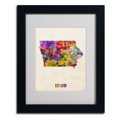 Trademark Fine Art -Michael Tompsett 'Iowa Map' Matted Framed Art