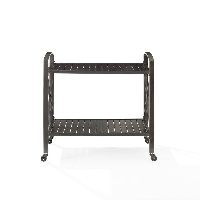 Kaplan 40" Oil Rubbed Bronze Outdoor Metal Bar Cart with Storage