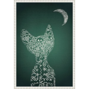 16"x23" My Precious Emerald by Ema Paraschiv: Abstract Cat & Moon Art - Amanti Art - 1 of 4