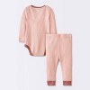 Baby Girls' 2pc Waffle Bodysuit & Pants Set - Cloud Island™ Pink - image 2 of 4