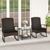 Tangkula 3 PCS Rocking Set Wicker Rocking Chairs w/ 2-Tier Coffee Table Patio Black - 2 of 4