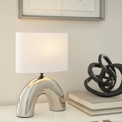 15" White Shade Chrome Arch Table Lamp for Kids