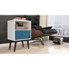 Gulches 18" Aqua Blue & White Nightstand, 1 Drawer & Open Cubby, Solid Wood Legs & Metal Handle, Sturdy Particle Board Side Table - 3 of 4
