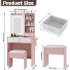 Makeup Vanity Desk w/ LED Mirror & Charging Station, Dressing Table w/ Stool, Outlets, USB Ports for Bedroom - 3 of 4